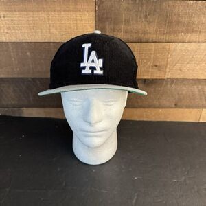 Los Angeles Dodgers Corduroy Black Fitted Hat 7 3/8 Y2k‎ Rare 40year Stadium La